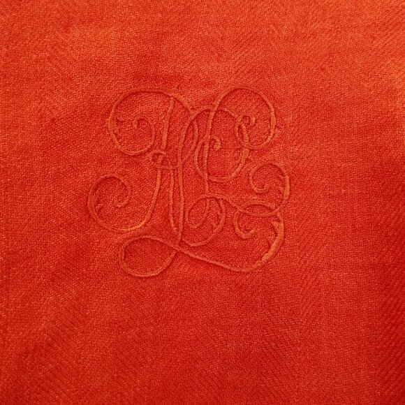 LRL Ralph Lauren Button Up Shirt Women's M Linen Burnt Orange Embroidered Logo - Picture 3 of 12